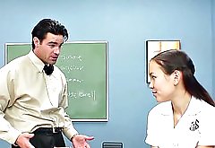 Naughty highschool teen blows teacher