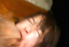 Asian sucking cock and giving double blowjobs