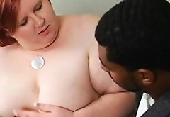 Man fingers and fucks pussy of one nasty obese woman